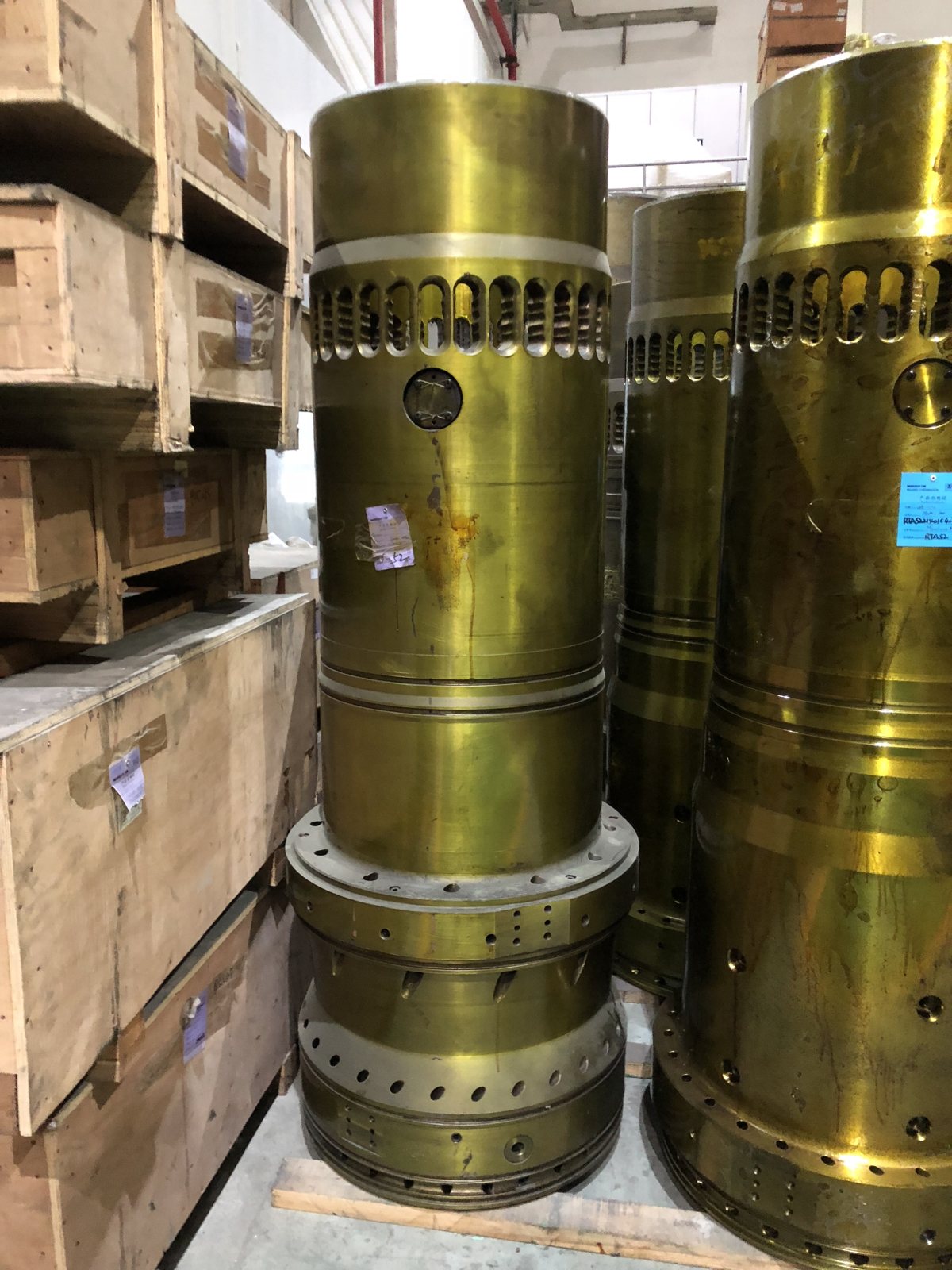 RTA52 cylinder liners crated for shipment